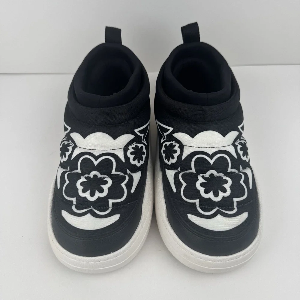 Moon Boot Black White Puffy Floral Puffy Platform Sneakers